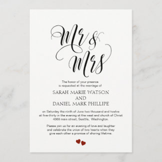 Convites Escrita Elegante, Sr. e Sra. Wedding Typografia Co