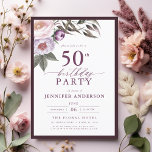 Convites Escrita Floral Púrpura de ameixa Elegante 50º Aniv<br><div class="desc">Defina o tom para uma celebração sofisticada com um convite de aniversário de um guião floral roxo e elegante. Com tons ricos de ameixa e delicados sotaques florais, esse design exude uma sensação de luxo e refinamento. A graciosa tipografia da escrita adiciona um toque personalizado, perfeito para um aniversário de...</div>