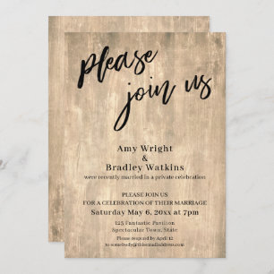 Convites Escrita Manual, Rustic Por Favor Junte-Se A Nós Ap