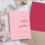 Convites Escrita Mínima Moderna Magenta e Casamento Rosa<br><div class="desc">Estes elegantes e minimalistas convites para o casamento contêm a tipografia moderna e texto limpo,  sans serif para um simples e na moda magenta,  vermelho e rosa design que você vai amar.</div>