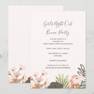 Convites Escrita Moderna Floral de Noite das Meninas do Par