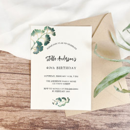 Convites Escrito branco de verde de aniversário elegante lu