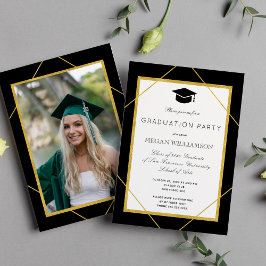 Convites Escrito clássico elegante festa de formatura preta