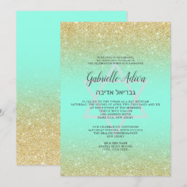 Convites Escrito com hortelã de ouro e ouro-chico Bat Mitzv