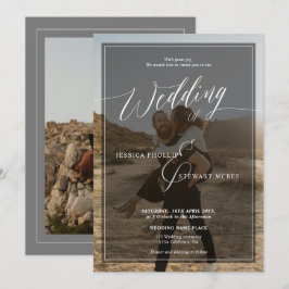 Convites Escrito de casamento preto e branco moderno 2 foto