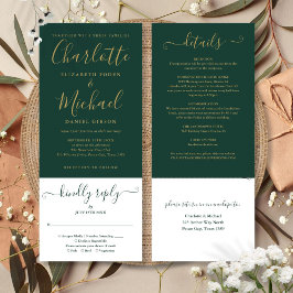 Convites Escrito Dourado Elegante Verde Moderno Emerald