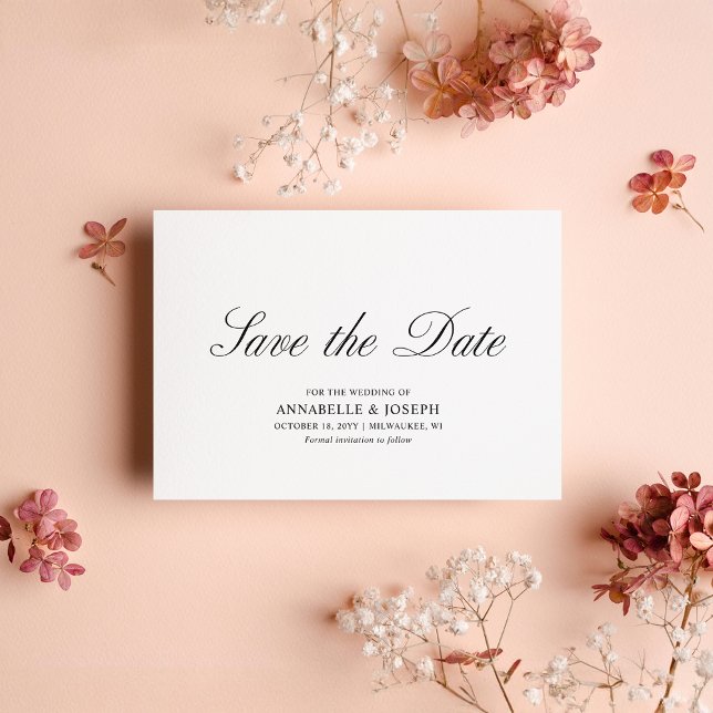 Convites Escrito Elegante Casamento Branco Formal Salvar a  (Criador carregado)