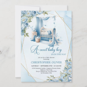 Convites Escrito elegante de caligrafia berço de bebê rapaz