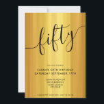 Convites Escrito Elegante moderno Dourado 50º aniversário<br><div class="desc">Um Dourado Convite de 50º Aniversário do Elegante Moderno. Design de modelo de convite para 50 anos minimalista com caligrafia,  tipografia manuscrita e design de cor preta e dourada.</div>
