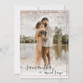 Convites Escrito em ouro de rosa moderno 5 fotos casamento