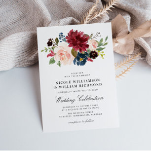 Convites Escrito legado Bourgundy blush marinho casamento a