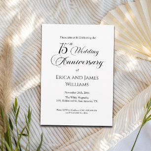 Convites Escrito Legante do 75º aniversário de casamento