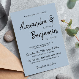 Convites Escrito moderno minimalista simples casamento azul