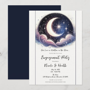 Convites Escrito nas Estrelas Aquarela Lua Festa de Engajam