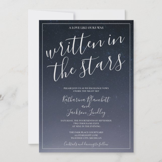 Convites Escrito Nas Estrelas Ultra Thick Wedding (Frente)