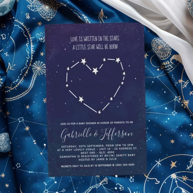 Convites Escrito No Chá de fraldas De Estrelas Considerado (To celebrate your miracle we present an inspirational “Written In The Stars” baby shower invitation.)