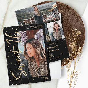 Convites Escrito preto brilhante em ouro moderno 4 fotos 16