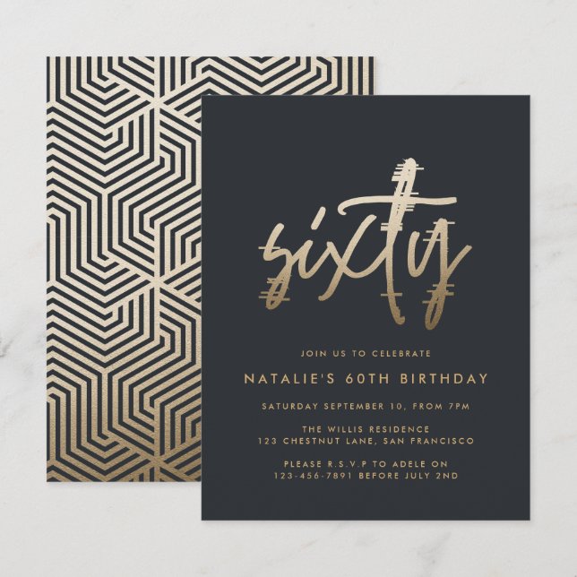 Convites Escrito simples de na moda elegante do aniversário (Frente/Verso)