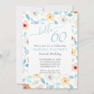 Convites Escritório Floral Elegante de Teal Amarelo 60º A