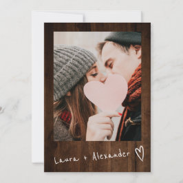 Convites Escritório russo de madeira marrom coração 2 fotos