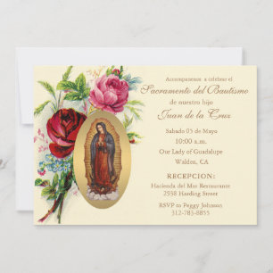 Convites Escritura Floral Católica Vintage em Espanha Inv