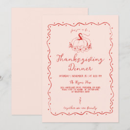 Convites Escrivação Whimsical Desenhou Pumpkin no Ação de G