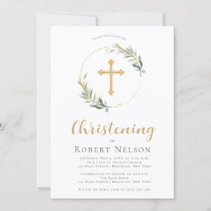 Convites Escrivão do Batismo do Círculo Dourado Elegante Mo