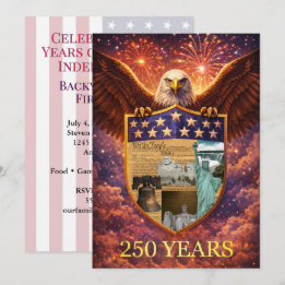 Convites Escudo da Grande Águia Americana do 4 de Julho 250