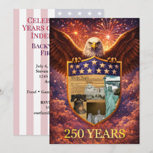 Convites Escudo da Grande Águia Americana do 4 de Julho 250