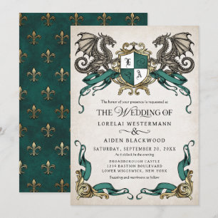 Convites Escudo de Casamento Fantasia do Dragão
