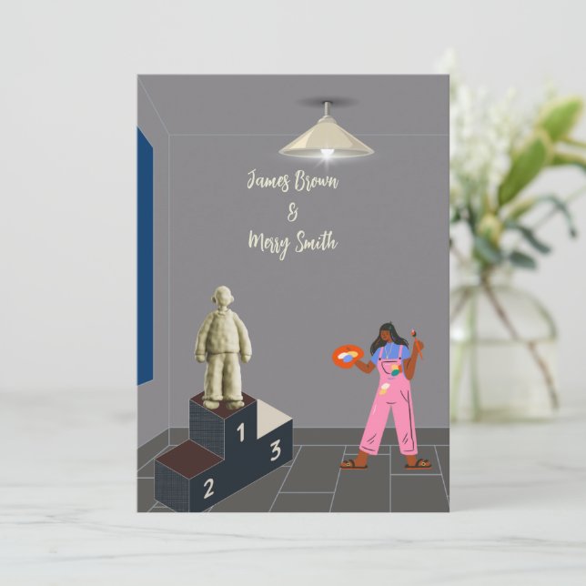 Convites Esculpido pelo casamento do Amor (Em pé/Frente)