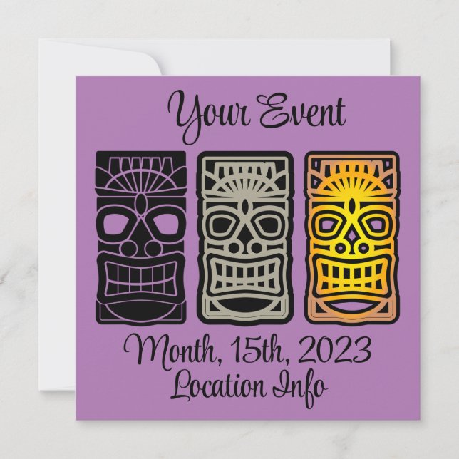 Convites Esculturas de Tiki triplas Thunder_Cove (Frente)