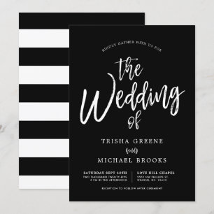 Convites Escuro Dançante Branco sobre Casamento Negro