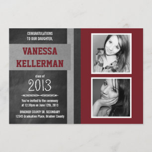 Convites Escuro - graduação vermelha e das cinzas 2 da fo