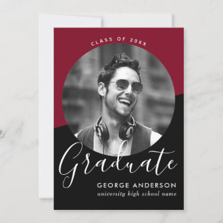 Convites Escuro Vermelho Elegante Moderno | Graduação de fo