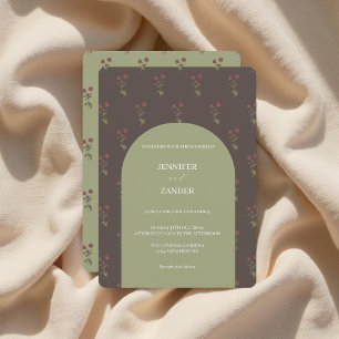 Convites Escuro Vintage Elegante Botânico Cottagecore Flora