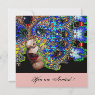 Convites Esfera de mascarada EPHEMERAL, ouro, rosa