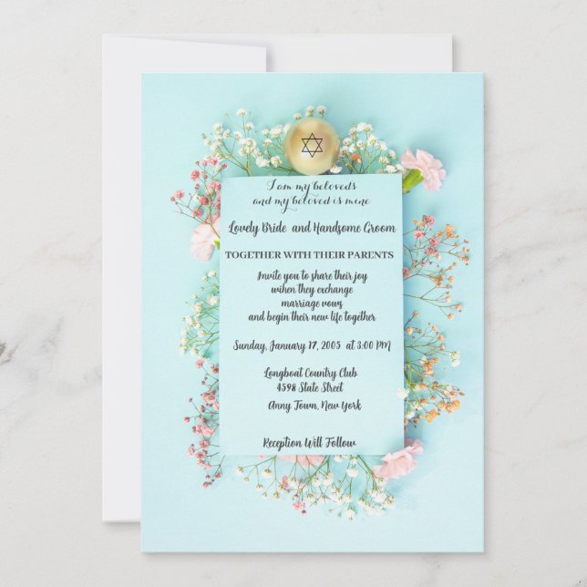 Convites Esfera Dourada com estrela de David judeu (Frente)