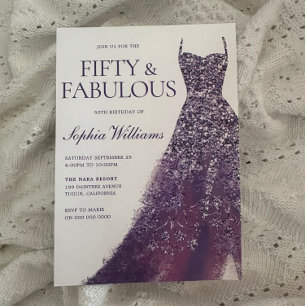 Convites Esfregaço roxo - 50ª Festa de aniversário