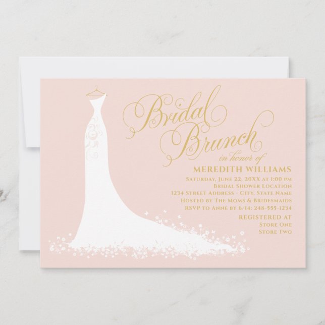 Convites Esmagamento Elegante e Dourado Bridal Brunch (Frente)