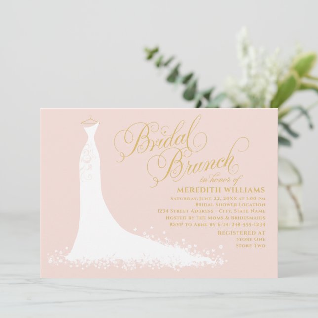 Convites Esmagamento Elegante e Dourado Bridal Brunch (Em pé/Frente)