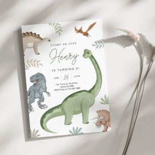 Convites Esmague, Mastigue e Ruge! Aniversário dos Dinossau