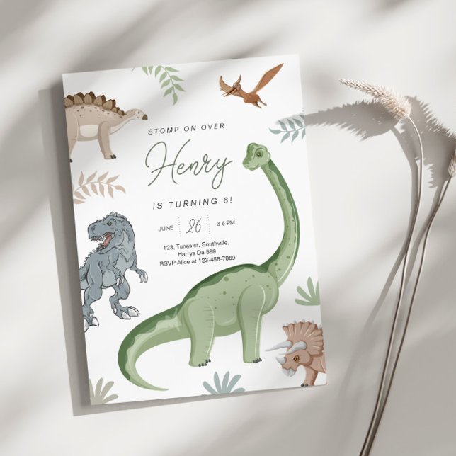 Convites Esmague, Mastigue e Ruge! Aniversário dos Dinossau (Criador carregado)