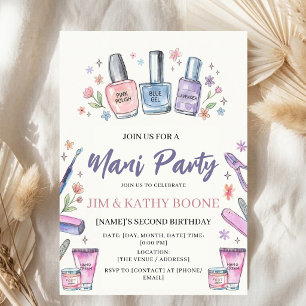 Convites Esmalte de Unhas de Aniversário Mani Pedi Aquarela