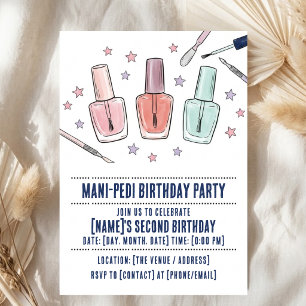 Convites Esmalte de Unhas de Festa de Aniversário Mani Pedi