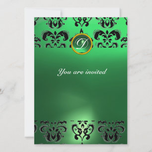 Convites ESMERALDA DAMASCO GEMA MONOGRAMA verde