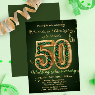 Convites Esmeralda e Dourado 50º Aniversário de Casamento