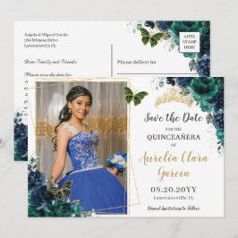 Convites Esmeralda Naval Floral Quinceañera Foto Salve a Da