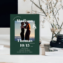 Convites Esmeralda Verde 1 Foto Ousado Casamento Minimalist