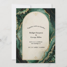 Convites Esmeralda verde Luxo mármore Casamento